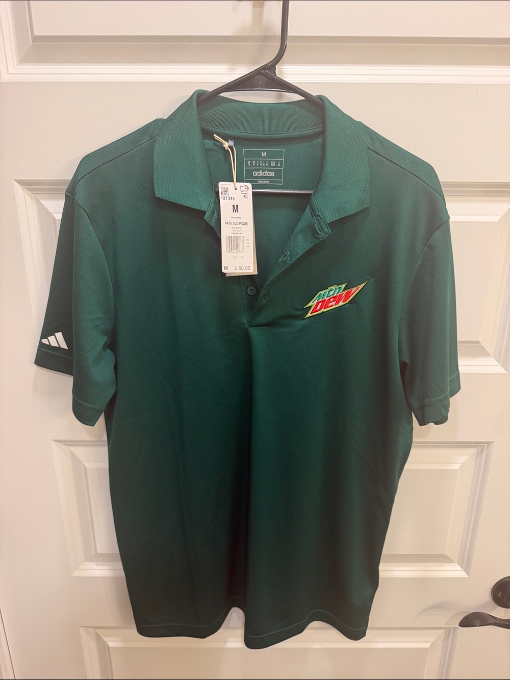 adidas Green Men’s Polo with Mountain Dew Chest Logo